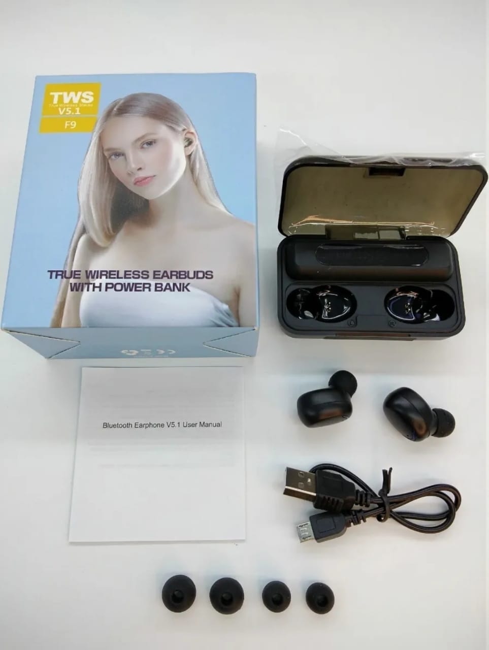 Audífono Inalámbricos F9 Con Power Bank